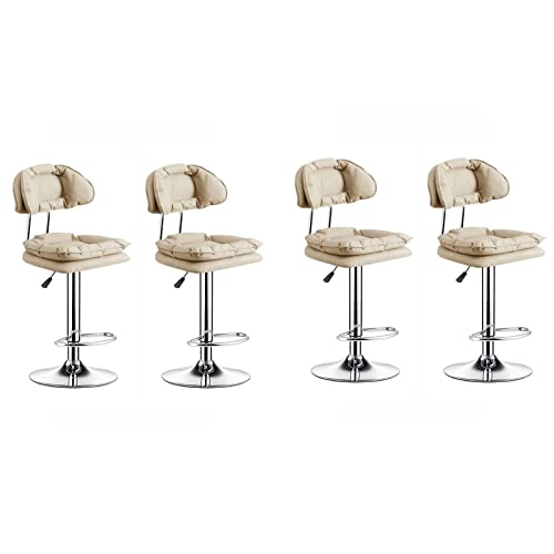 Set mit 4 Barhockern – Hubhöhe 62–83 cm, Barstuhl, Küchenthekenstühle mit Lederschwammkissen, ergonomisches Design, Heimkomterstuhl, für Cafés/Clubs/Geschäftshallen (Farbe: Weiß von UXHRILSV