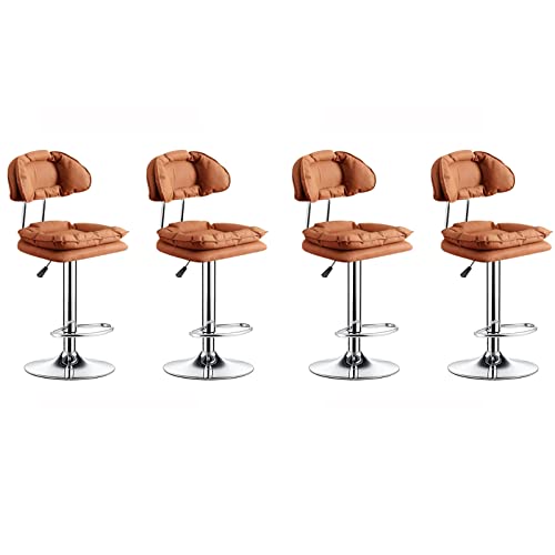 Set mit 4 Barhockern – Hubhöhe 62–83 cm, Barstuhl, Küchenthekenstühle mit Lederschwammkissen, ergonomisches Design, Heimkomterstuhl, für Cafés/Clubs/Geschäftshallen (Farbe: Weiß von UXHRILSV