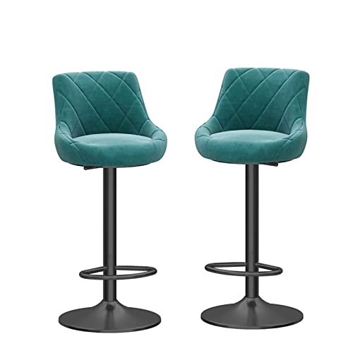 UXHRILSV Barhocker, 2er-Set, Metall-Barhocker, 60–80 cm, mit Rückenlehne, Samt, Frühstückshocker, geeignet für Comter-Stuhl/Schönheitssalon (Farbe: Grün) (Grün) von UXHRILSV