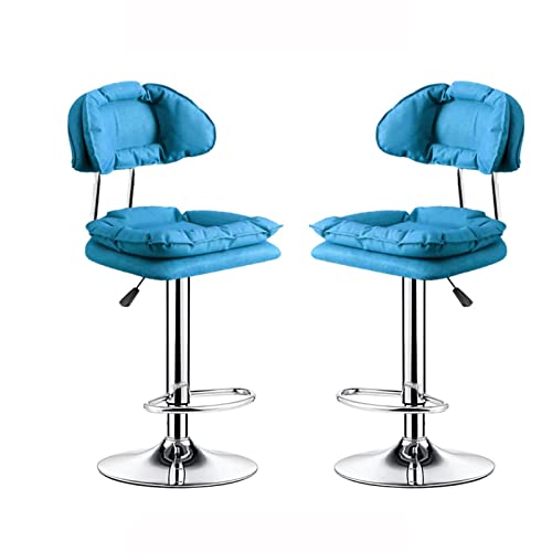 UXHRILSV Set mit 2 Barhockern – verstellbare Höhe 62–83 cm, Metall-Frühstückshocker, Küchenthekenstühle mit Lederschwammkissen, ergonomisches Design, Heimkomterstuhl (Farbe: Grau) (Blau) von UXHRILSV
