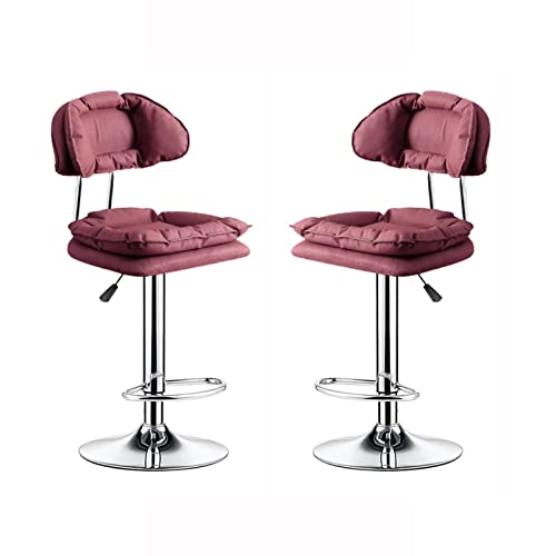 UXHRILSV Set mit 2 Barhockern – verstellbare Höhe 62–83 cm, Metall-Frühstückshocker, Küchenthekenstühle mit Lederschwammkissen, ergonomisches Design, Heimkomterstuhl (Farbe: Grau) (Braun) von UXHRILSV