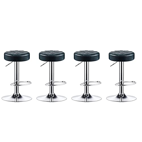 UXHRILSV Set mit 4 Barhockern – 60–80 cm, Metall-Barstuhl, Frühstückshocker mit Lederschwammkissen und galvanisiertem Sockel, mehrfarbig, anpassungsfähig (Farbe: Rot) (Blau) von UXHRILSV