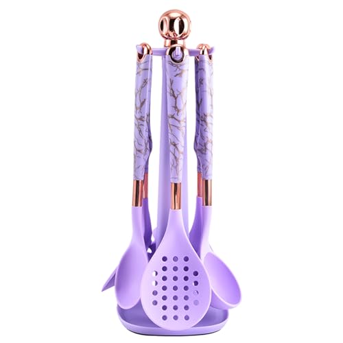 UXIYI 7-teiliges Küchenutensilien-Set Silikon-Kochgerät mit drehbarem Ständer, Küchenwerkzeug-Pfannenwender-Set, Nudelbesteck, Suppenkelle, fester Löffel,Lila UXIYI 7-teiliges Küchenutensilien-Set Silikon-Kochgerät mit drehbarem Ständer, Küchenwerkzeug-Pfannenwender-Set, Nudelbesteck, Suppenkelle, fester Löffel,Lila von UXIYI