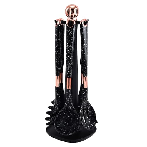 UXIYI 7-teiliges Küchenutensilien-Set Silikon-Kochgerät mit drehbarem Ständer, Küchenwerkzeug-Pfannenwender-Set, Nudelbesteck, Suppenkelle, Fester Löffel,Schwarz UXIYI 7-teiliges Küchenutensilien-Set Silikon-Kochgerät mit drehbarem Ständer, Küchenwerkzeug-Pfannenwender-Set, Nudelbesteck, Suppenkelle, Fester Löffel,Schwarz von UXIYI