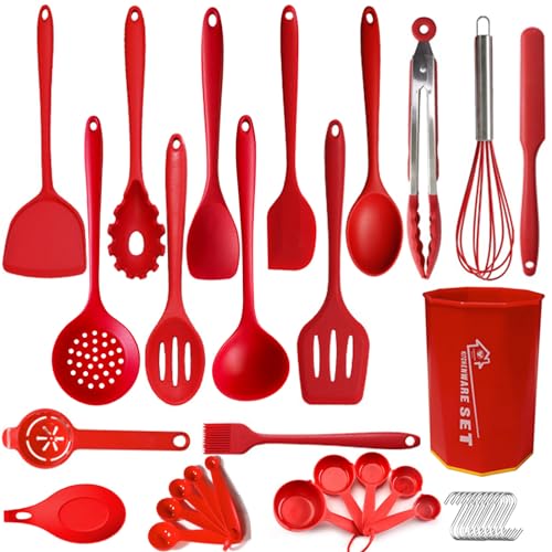 UXIYI Silikon-Küchenutensilien-Set, 36-teiliges hitzebeständiges Kochgerät mit Halter, Küchenhelfer und Werkzeuge für antihaftbeschichtetes Kochgeschirr,36pcs red UXIYI Silikon-Küchenutensilien-Set, 36-teiliges hitzebeständiges Kochgerät mit Halter, Küchenhelfer und Werkzeuge für antihaftbeschichtetes Kochgeschirr,36pcs red von UXIYI