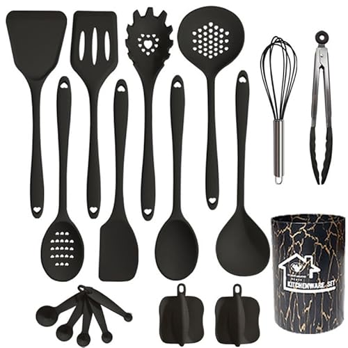 UXIYI Silikon-Utensilien-Set Küchenutensilien, 18-teiliges Kochutensilien-Set, einschließlich Turner-Spatel-Zange-Löffel Antihaft-hitzebeständige Kochgeräte,Schwarz UXIYI Silikon-Utensilien-Set Küchenutensilien, 18-teiliges Kochutensilien-Set, einschließlich Turner-Spatel-Zange-Löffel Antihaft-hitzebeständige Kochgeräte,Schwarz von UXIYI
