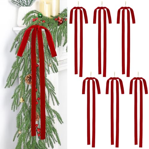 UXORSN 6 Stück Samt Weihnachtsbaum Schleifen 60 x 40 cm Weihnachtsbaumschmuck Vintage Bänder Schleifen Rustikal Große Christbaumschmuck Bögen für Christbaum Geschenk Treppen Kranz Dekoration (Rot) UXORSN 6 Stück Samt Weihnachtsbaum Schleifen 60 x 40 cm Weihnachtsbaumschmuck Vintage Bänder Schleifen Rustikal Große Christbaumschmuck Bögen für Christbaum Geschenk Treppen Kranz Dekoration (Rot) von UXORSN