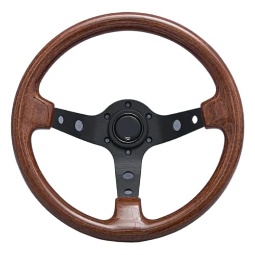UYCHYTQR Universal-Autolenkrad Vintage Klassik Holz 13 Zoll Deep Dish Sport-Holzlenkrad von UYCHYTQR