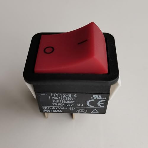 UYCUODLUY 1Piece HY12-9-4 20A 125/250V 2HP 125/250V 4Pins ON-Off Rocker Switch(Red) von UYCUODLUY