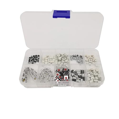 UYCUODLUY 250Pcs Tactile Push Button Switch 10 Types SMT SMD Car Remote Control Switch Assortment Kit Microswitch 3x4mm 3x6mm 4x4mm 6x6mm UYCUODLUY 250Pcs Tactile Push Button Switch 10 Types SMT SMD Car Remote Control Switch Assortment Kit Microswitch 3x4mm 3x6mm 4x4mm 6x6mm von UYCUODLUY