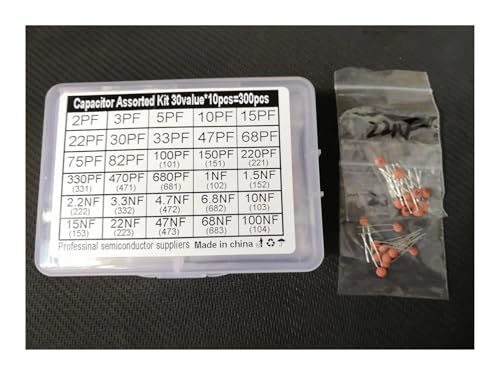 UYCUODLUY 30 Assort=300pcs Ceramic Capacitor Kit 2pf to 0.1uf 100NF 10PF 22PF 47PF 100PF 220PF 470PF 101 471 102 222 332 472 223 473 104 von UYCUODLUY