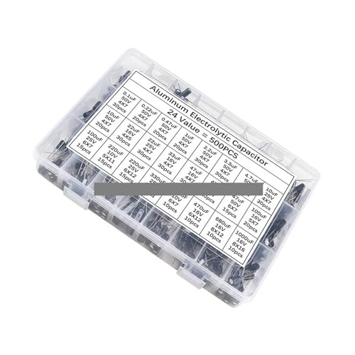 UYCUODLUY 500Pcs/lot 0.1UF-1000UF 24Values 16V-50V Mix Aluminum Electrolytic Capacitor Assorted Kit and Storage Box von UYCUODLUY