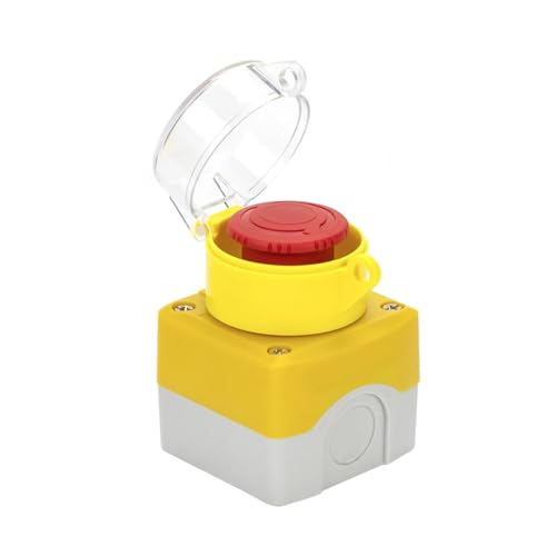 UYCUODLUY Red Sign Push Button Switch Mushroom Head Emergency Stop Button 10A Shell with Protection Cover UYCUODLUY Red Sign Push Button Switch Mushroom Head Emergency Stop Button 10A Shell with Protection Cover von UYCUODLUY