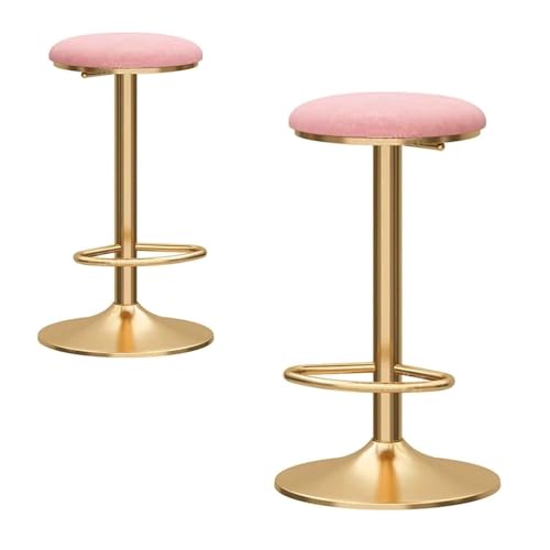 UYHBCNQD Hohe Barstühle, 360° drehbar, Barhocker, 2er-Set, rückenfrei, Metall, höhenverstellbar, 65–80 cm, gepolsterter Hochstuhl, genießen Sie das Leben von UYHBCNQD