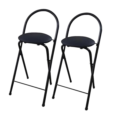 UYHBCNQD Hohe Barstühle, Barhocker, 2er-Set, zusammenklappbar, mit Rückenlehne und Fußstütze, Thekenhocker, PU-Polsterung, für Bar, Restaurant, Zuhause, Hochhocker, genießen Sie das Leben von UYHBCNQD