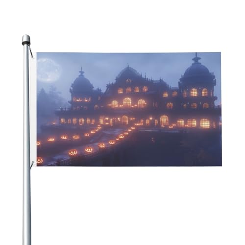 Halloween-Schloss-Flagge, 90 x 152 cm, doppelseitig, strapazierfähig, für draußen und Garten, perfekt für Schlafzimmer und Garten Halloween-Schloss-Flagge, 90 x 152 cm, doppelseitig, strapazierfähig, für draußen und Garten, perfekt für Schlafzimmer und Garten von UYHhgqw