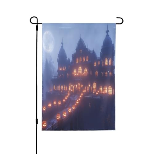 Halloween-Schloss-dekorative doppelseitige Flagge, Gartenbanner, perfekt für Außen- und Innendekoration, erhältlich in zwei Größen Halloween-Schloss-dekorative doppelseitige Flagge, Gartenbanner, perfekt für Außen- und Innendekoration, erhältlich in zwei Größen von UYHhgqw