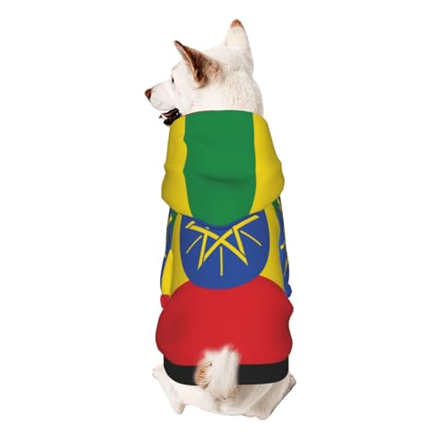 Hunde-Kapuzenpullover mit Flagge von Äthiopien, weiches und atmungsaktives Polyester, Haustierkleidung für kleine Hunde, Jungen und Mädchen von UYHhgqw