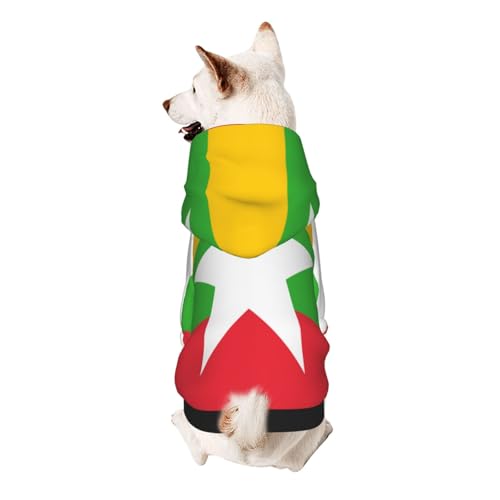 Hunde-Kapuzenpullover mit Flagge von Myanmar, weiches und atmungsaktives Polyester, Haustierkleidung für kleine Hunde, Jungen und Mädchen von UYHhgqw