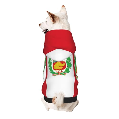 Hunde-Kapuzenpullover mit Flagge von Peru, weiches und atmungsaktives Polyester, Haustierkleidung für kleine Hunde, Jungen und Mädchen von UYHhgqw