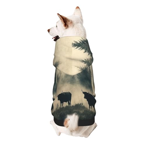 Hunde-Kapuzenpullover mit Rinderherden auf dem Grasland, weiches und atmungsaktives Polyester, Haustierkleidung für kleine Hunde, Jungen und Mädchen von UYHhgqw