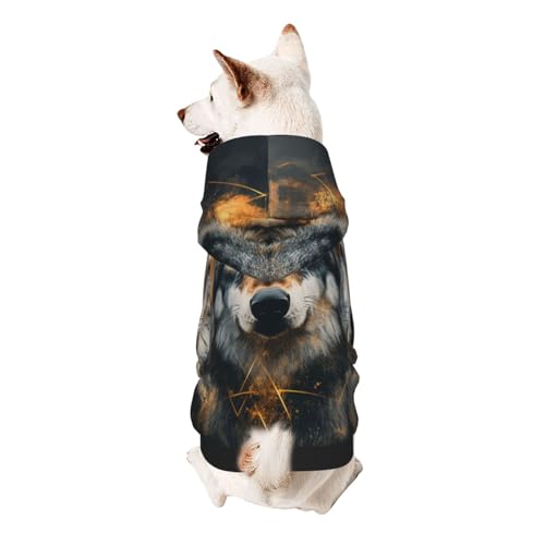 Hunde-Kapuzenpullover mit Wolfskopf im Blick, weiches und atmungsaktives Polyester, Haustierkleidung für kleine Hunde, Jungen und Mädchen von UYHhgqw