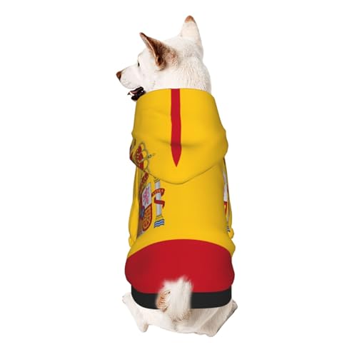 Hunde-Kapuzenpullover mit spanischer Flagge, weiches und atmungsaktives Polyester, Haustierkleidung für kleine Hunde, Jungen und Mädchen von UYHhgqw