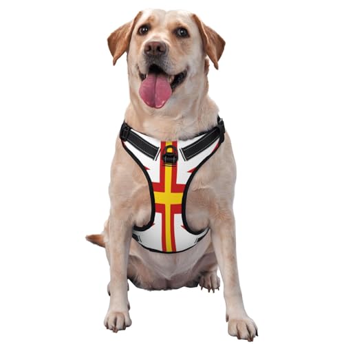 Hundegeschirr Flagge der Guernsey Islands für kleine, mittelgroße und große Hunde, reflektierende Riemen, verstellbare Passform mit Schnellverschluss-Schnallen von UYHhgqw