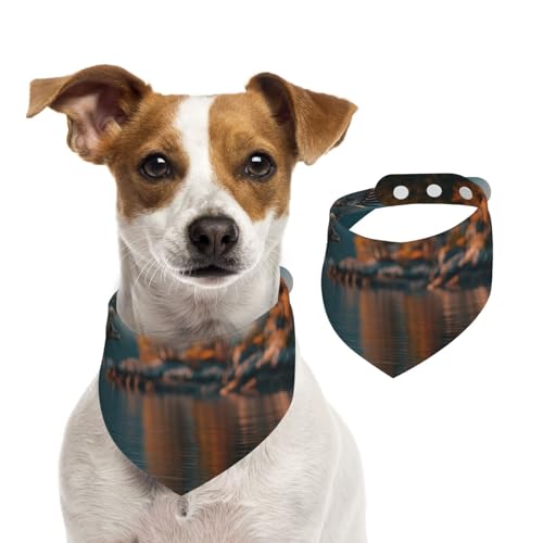 Hundehalstuch, Motiv: Der Adler am See, weich, bequem, verstellbare Passform für Jungen und Mädchen, drei Größen für Katzen und Hunde von UYHhgqw