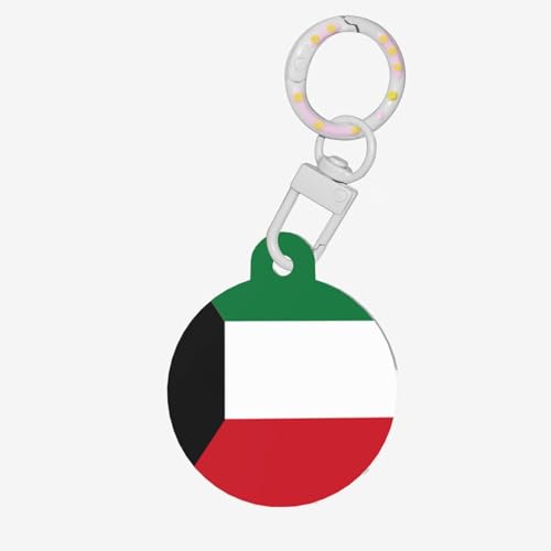 Kuwaitische Flagge, runde Haustiermarke, personalisierte Hundemarken für Haustiere, langlebiges Acrylmaterial, ideal für kleine bis große Hunde von UYHhgqw