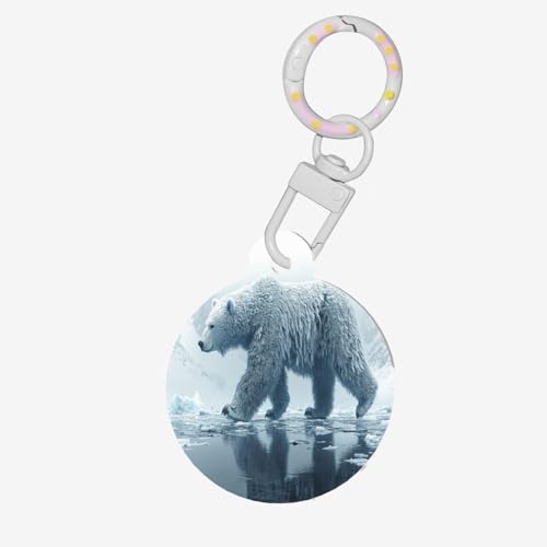 Runde Haustiermarke mit Eisbären in Gletschern, personalisierte Hundemarken für Haustiere, langlebiges Acrylmaterial, ideal für kleine bis große Hunde von UYHhgqw