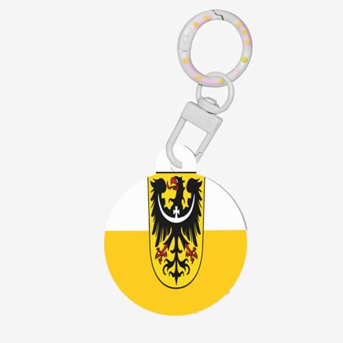 Runde Haustiermarke mit Schlesien-Flagge, personalisierte Erkennungsmarken für Haustiere, langlebiges Acrylmaterial, ideal für kleine bis große Hunde von UYHhgqw