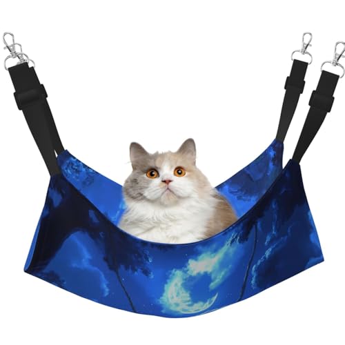 UYHhgqw Elves Under The Night Sky Haustier-Hängematte, Samt-Katzenbett-Hängematte, verstellbare Gurte mit Metallhaken, perfekt für kleine Haustiere von UYHhgqw