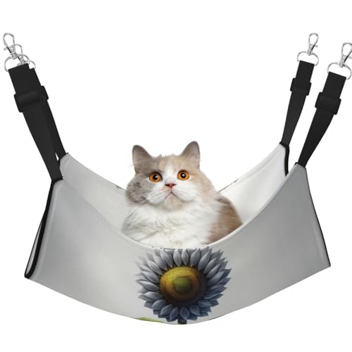 UYHhgqw Haustier-Hängematte mit Anime-Textur, Sonnenblumen-Motiv, Samt, verstellbare Gurte mit Metallhaken, perfekt für kleine Haustiere von UYHhgqw