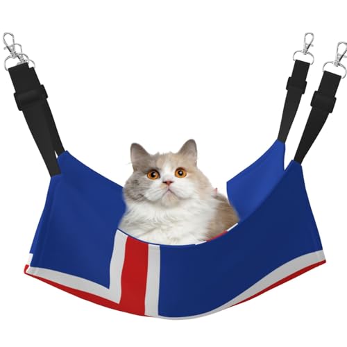 UYHhgqw Haustier-Hängematte mit Flagge von Island, Samt, verstellbare Gurte mit Metallhaken, perfekt für kleine Haustiere von UYHhgqw