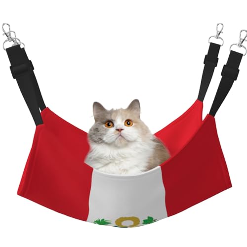 UYHhgqw Haustier-Hängematte mit Flagge von Peru, Samt, verstellbare Gurte mit Metallhaken, perfekt für kleine Haustiere von UYHhgqw