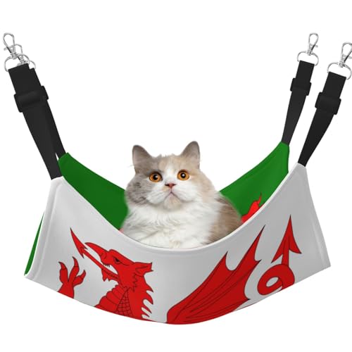 UYHhgqw Haustier-Hängematte mit Flagge von Wales, Samt, verstellbare Gurte mit Metallhaken, perfekt für kleine Haustiere von UYHhgqw