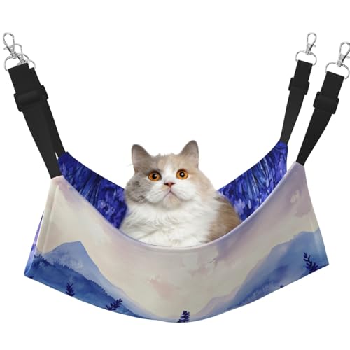UYHhgqw Haustier-Hängematte mit Lavendel-Aquarell-Malerei, Samt, Katzenbett, verstellbare Gurte mit Metallhaken, perfekt für kleine Haustiere von UYHhgqw