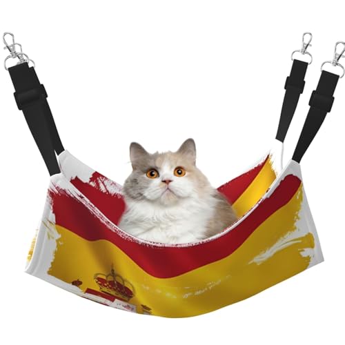 UYHhgqw Haustier-Hängematte mit Spanien-Flagge, Samt, verstellbare Gurte mit Metallhaken, perfekt für kleine Haustiere von UYHhgqw