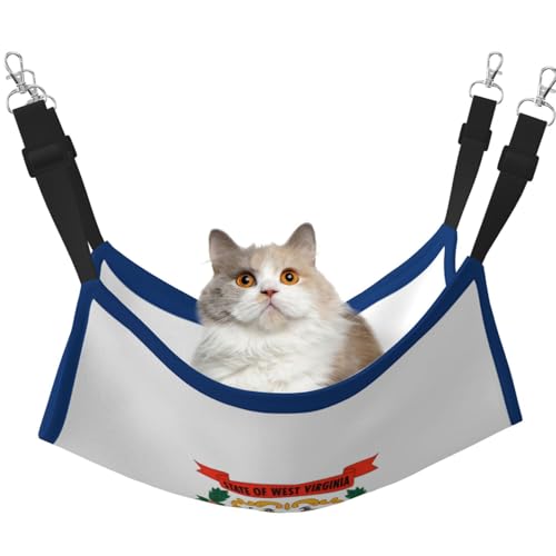 UYHhgqw Haustier-Hängematte mit West-Virginia-Flagge, Samt-Hängematte für Katzen, verstellbare Gurte mit Metallhaken, perfekt für kleine Haustiere von UYHhgqw