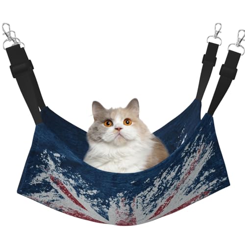 UYHhgqw Haustier-Hängematte mit blauem Hintergrund, Motiv: britische Flagge, Samt, verstellbare Gurte mit Metallhaken, perfekt für kleine Haustiere UYHhgqw Haustier-Hängematte mit blauem Hintergrund, Motiv: britische Flagge, Samt, verstellbare Gurte mit Metallhaken, perfekt für kleine Haustiere von UYHhgqw
