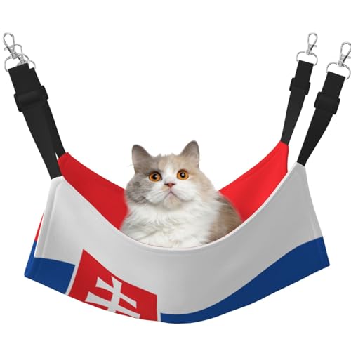 UYHhgqw Haustier-Hängematte mit der Flagge der Slowakei, Samt, verstellbare Gurte mit Metallhaken, perfekt für kleine Haustiere von UYHhgqw