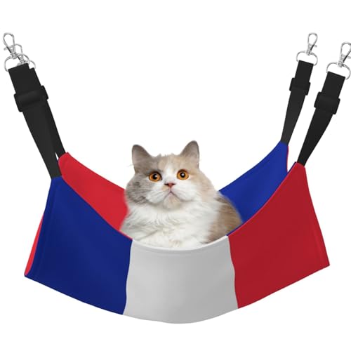 UYHhgqw Haustier-Hängematte mit französischer Flagge, Samt, verstellbare Gurte mit Metallhaken, perfekt für kleine Haustiere von UYHhgqw