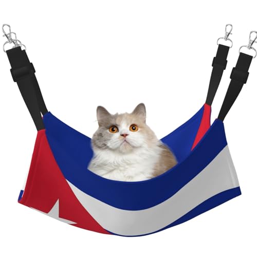 UYHhgqw Haustier-Hängematte mit kubanischer Flagge, Samt, verstellbare Gurte mit Metallhaken, perfekt für kleine Haustiere von UYHhgqw