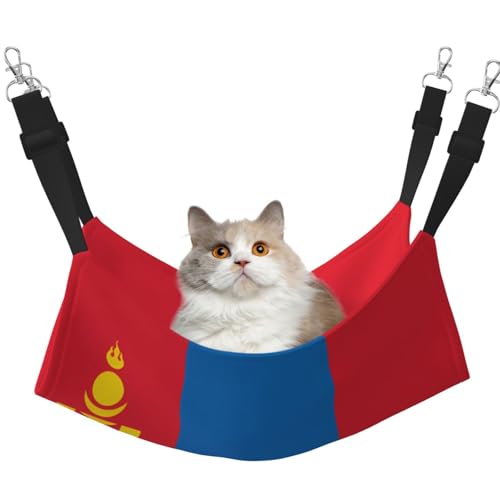 UYHhgqw Haustier-Hängematte mit mongolischer Flagge, Samt, verstellbare Gurte mit Metallhaken, perfekt für kleine Haustiere von UYHhgqw
