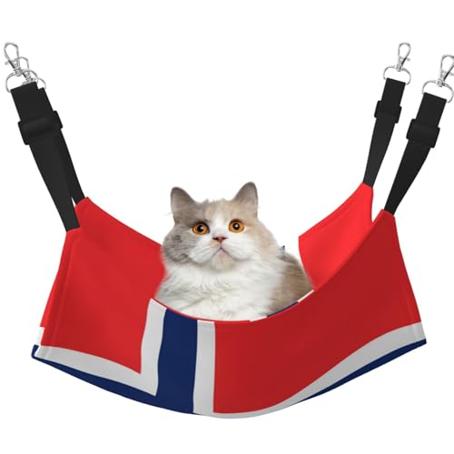 UYHhgqw Haustier-Hängematte mit norwegischer Flagge, Samt-Hängematte für Katzen, verstellbare Gurte mit Metallhaken, perfekt für kleine Haustiere von UYHhgqw