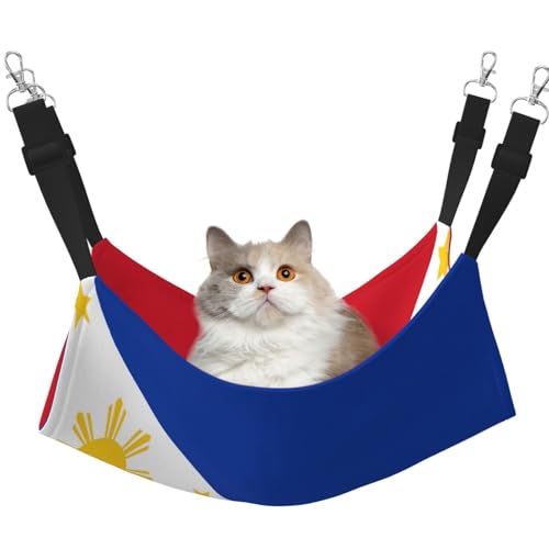 UYHhgqw Haustier-Hängematte mit philippinischer Flagge, Samt-Hängematte für Katzen, verstellbare Gurte mit Metallhaken, perfekt für kleine Haustiere von UYHhgqw