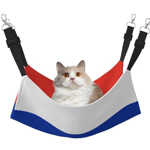 UYHhgqw Haustier-Hängematte mit russischer Flagge, Samt, verstellbare Gurte mit Metallhaken, perfekt für kleine Haustiere von UYHhgqw
