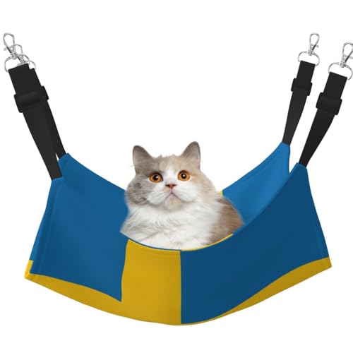 UYHhgqw Haustier-Hängematte mit schwedischer Flagge, Samt, verstellbare Gurte mit Metallhaken, perfekt für kleine Haustiere von UYHhgqw