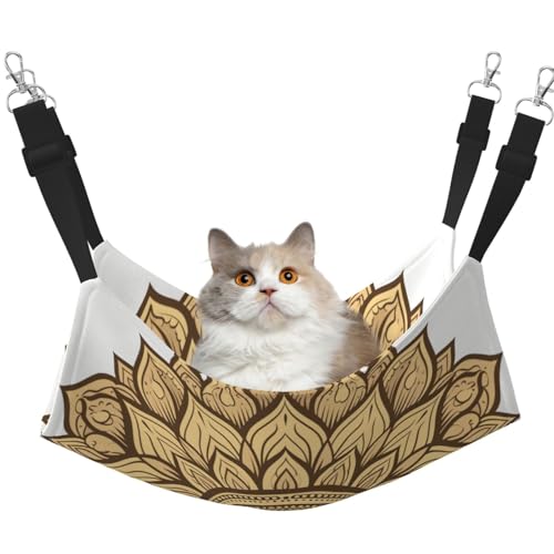 UYHhgqw Mandala-Sonnenblumen-Haustier-Hängematte, Samt-Hängematte für Katzen, verstellbare Gurte mit Metallhaken, perfekt für kleine Haustiere von UYHhgqw